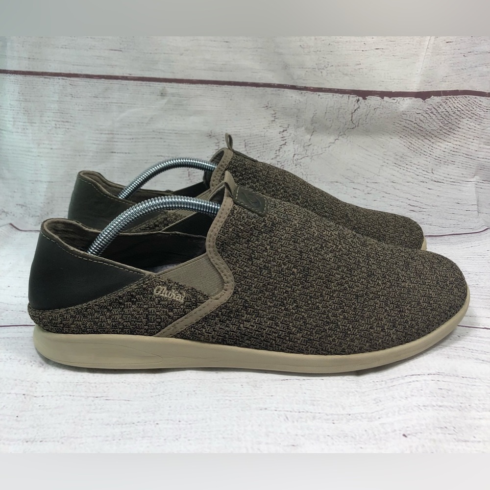 Olukai Alapa Men Size 11.5 Shoes Brown Mesh Drop-In Slip On